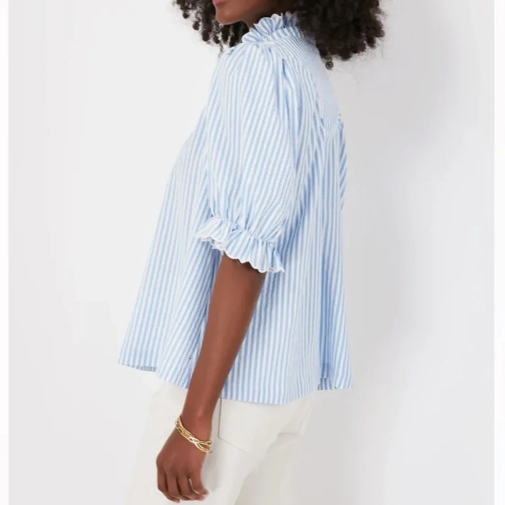 Blue Stripe Selena Blouse POMANDER PLACE